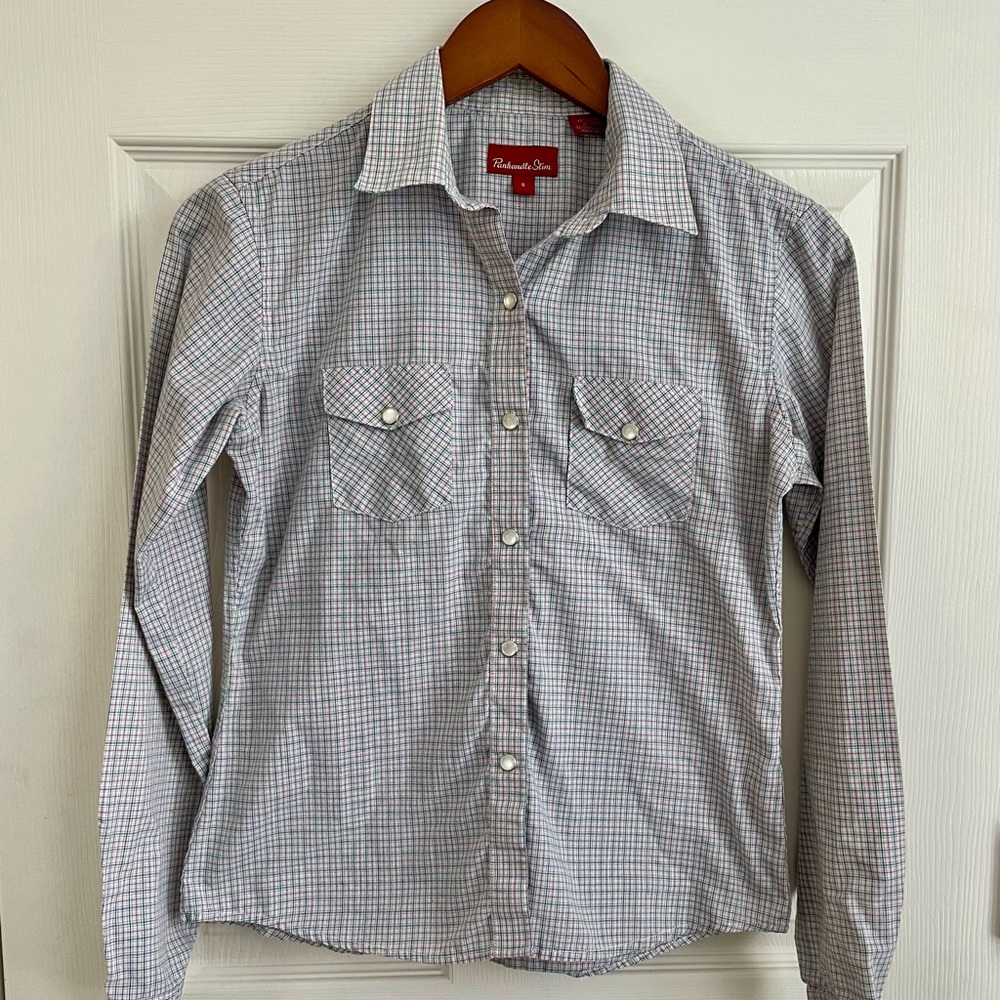 Panhandle Slim Women’s Checkered Western Shirt with Pearl Snap